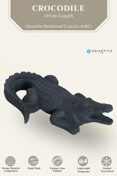 Product image of the product “Crocodile, 105cm Length | GRC (Glassfibre Reinforced Concrete), Bronze Finish ”